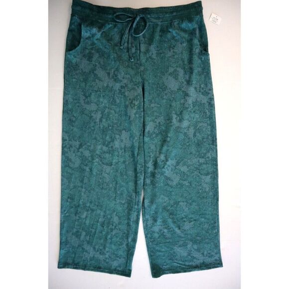 Jenni Women's Sz L Green Subtle Tie Dye 2-pc Cozy Ribbed Knit Pajama Set - Picture 11 of 16